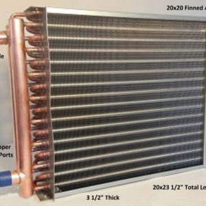 20x20 Water to Air Heat Exchanger 1" Copper Ports With Install Kit